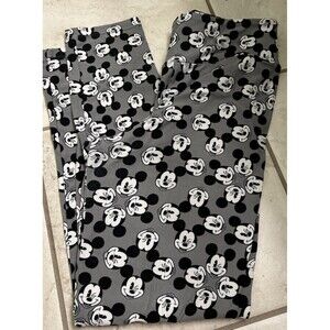 LuLaRoe Mickey Mouse Leggings One Size‎ Gray Black White Disney Print